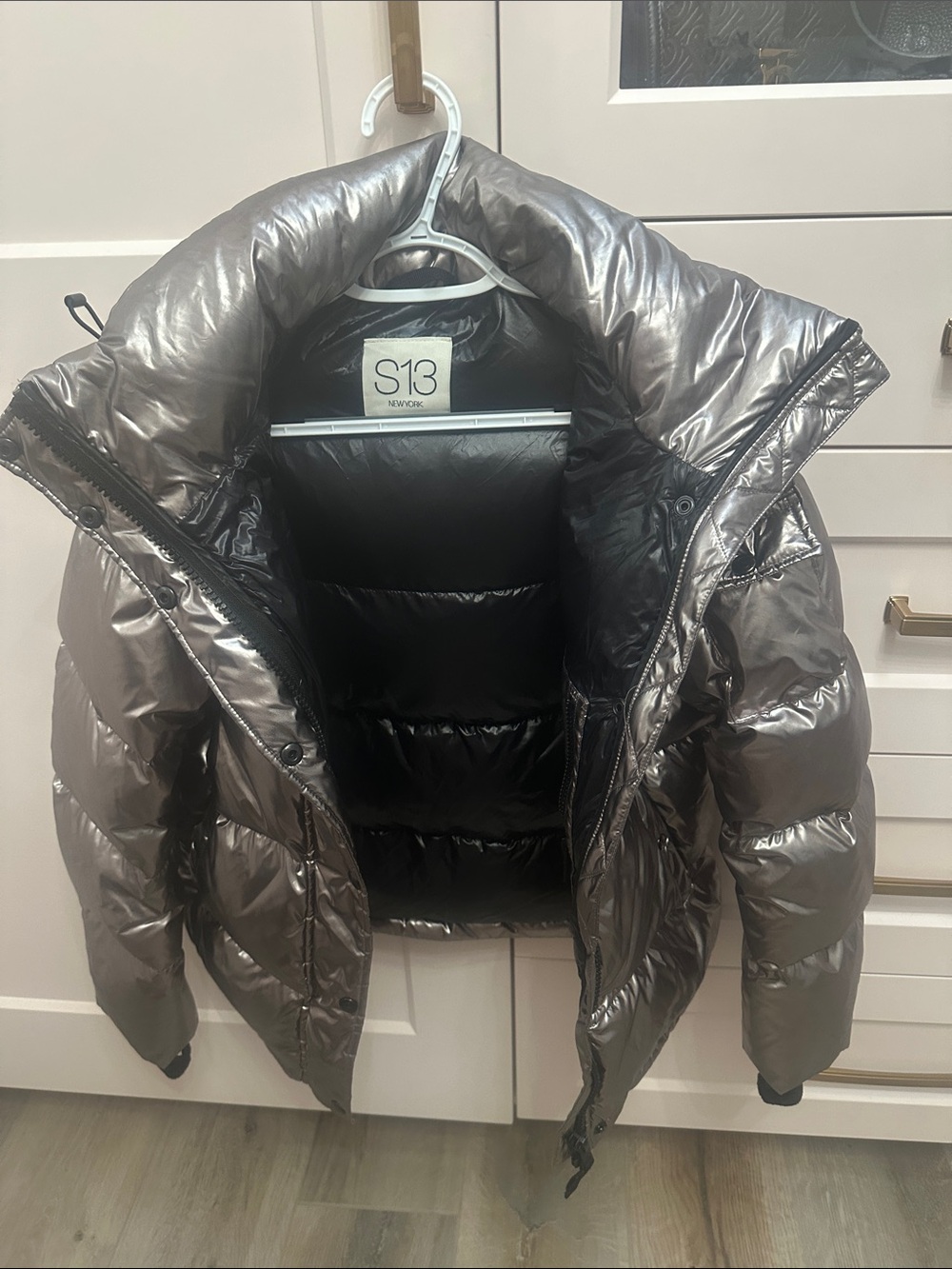 Women S S13 Metallic Gray Puffer Jacket S